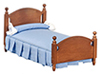 Dollhouse Miniature Single Bed, Walnut