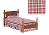 Dollhouse Miniature Single Bed, Burgundy/Walnut, CB