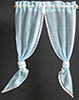 Dollhouse Miniature Demi Curtains: Tie Back, Blue