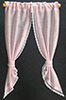 Dollhouse Miniature Demi Curtains: Tie Back, Pink