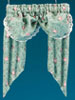 Dollhouse Miniature Valance: Double Balloon, Green Floral