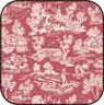 Dollhouse Miniature Cotton Fabric: Reverse Toile Red 9.5