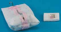 Dollhouse Miniature Diaper Bag Set-White Pastel Dots