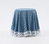 Dollhouse Miniature Skirted Table-Blue Mini Dot