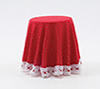 Dollhouse Miniature Skirted Table-Red Mini Dot