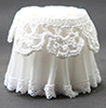 Dollhouse Miniature Lace Top Skirted Table, White