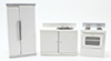 Dollhouse Miniature Contemporary Kitchen Set, White, 3Pc