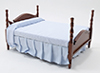 Dollhouse Miniature Double Bed, Walnut, Assorted Fabrics