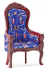 Victorian Gentleman's Chair, Mahogany with Blue Floral Fabric