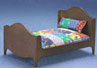 Dollhouse Miniature Double Bed, Walnut