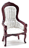Dollhouse Miniature Victorian Gent's Chair, Mahogany, Blue and Gold