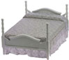 Dollhouse Miniature Double Bed, White