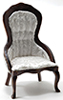 Victorian Lady's Chair, Walnut, White Brocade