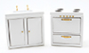 Dollhouse Miniature Stove and Sink, White