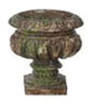 Dollhouse Miniature Round Urn W/Base 3Pc Brown W/Moss