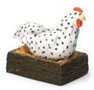 Dollhouse Miniature Blue & White Hen W/Crate