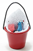 Dollhouse Miniature Soap Bucket W/Scrub Brush, Cleaner & Sponge