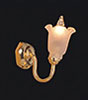 LED Battery Wall Sconce W/Canted Tulip Shade with Wand, Brass, CR1632 Battery Included, 3 Volt
