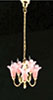 LED Battery 5-Arm Tulip Pink Chandelier with Wand, CR1632 Battery Included, 3 Volt
