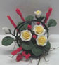 Dollhouse Miniature White Roses/Wire Basket 1 1/4