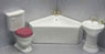 Dollhouse Miniature White Corner Tub Bath, 3Pc