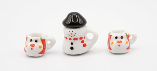 Snowman Christmas Mugs & Pot Set, 3 Pc