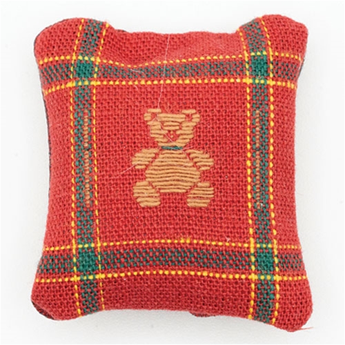 Pillow: Red Plaid with Teddy Bear in Middle