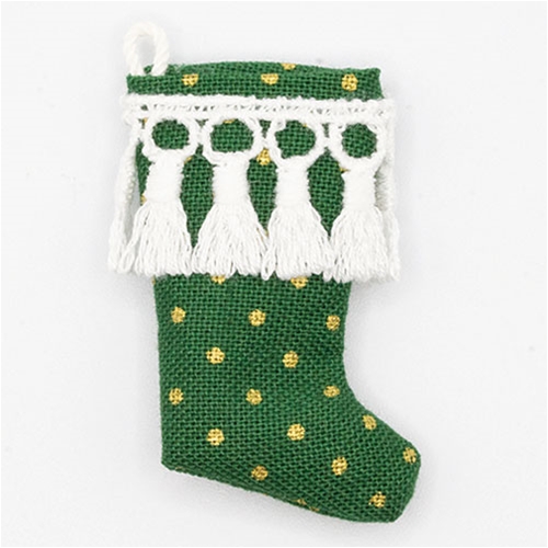 Stocking, Green with Gold Dots