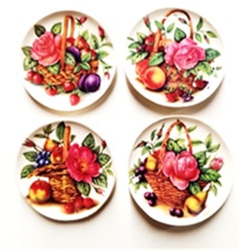 Dollhouse Miniature Flower and Fruit Platters, 4pc