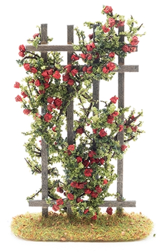 Dollhouse Miniature Rose Trellis, Red