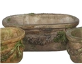 Dollhouse Miniature English Flower Box, Tan W/Moss, 3Pcs