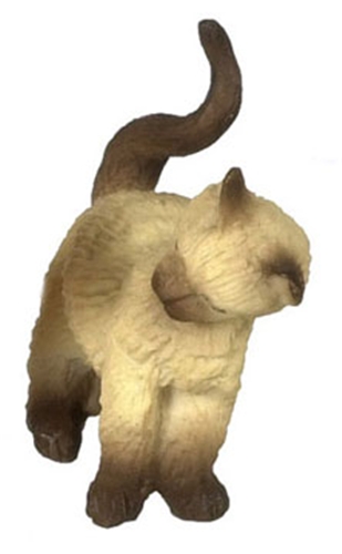 Dollhouse Miniature Cat, Rubbing Left, Siamese