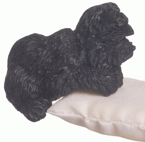 Dollhouse Miniature West Highland Terrier, Sitting, Black