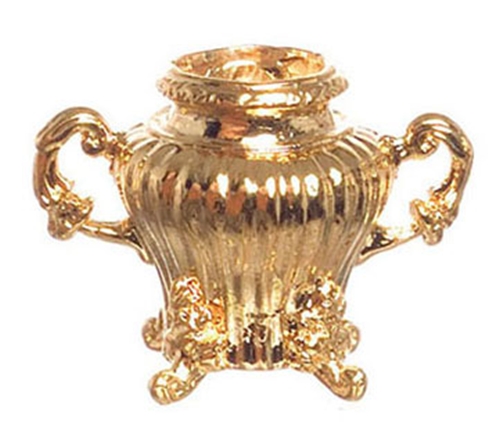 Dollhouse Miniature Vase W/2 Handles, Gold