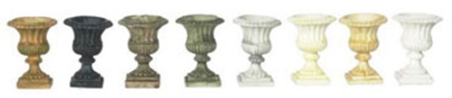 Dollhouse Miniature Roma Urn, Green , 6Pcs