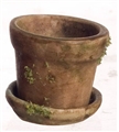 Dollhouse Miniature T/C Pot Di 5/8In Aged Br W/Moss, 3Pc