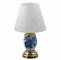 Dollhouse Miniature Led Blue And White Porcelain Table Lamp