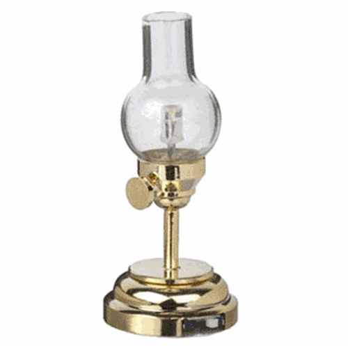 Dollhouse Miniature Led Traditional Hurricane Lamp