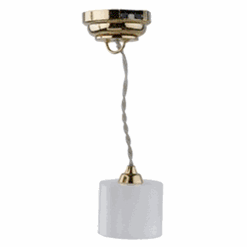 DOLLHOUSE MINIATURE Modern Brass Metal with Shade LED LIGHT Lamp