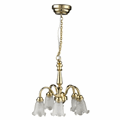 Dollhouse Miniature Led 5-Arm Frosted Down Tulip Chandelier