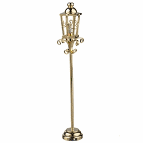 Dollhouse Miniature Led Victorian Brass Post Lamp