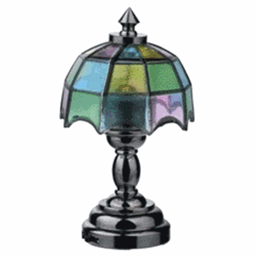 Dollhouse Miniature Led Nickel Tiffany Table Lamp