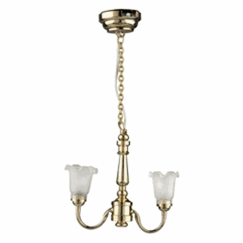 Dollhouse Led Double Frosted Tulip Chandelier Hw2333 Just Dollhouse Miniature Led Double Frosted Tulip Chandelier
