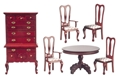 Dollhouse Miniature Dining Room Set, 6 pc, Mahogany