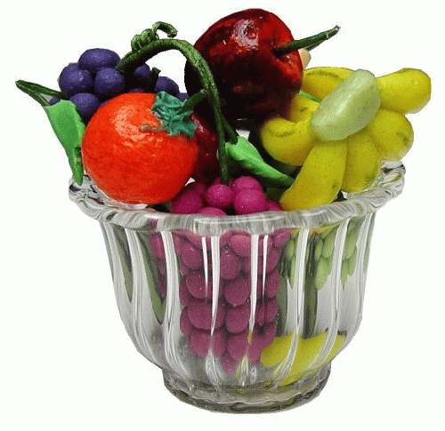 1:12 Scale Dollhouse Miniature Fruit in a Ribbed Bowl