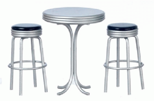 Tall Table with 2 Stools, Black