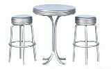 Tall Table with 2 Stools, Silver
