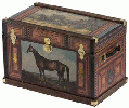 Dollhouse Miniature Lithograph Wooden Trunk Kit, Vintage Horse