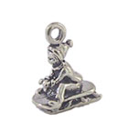 Dollhouse Miniature Child On Sled Sterling Silver