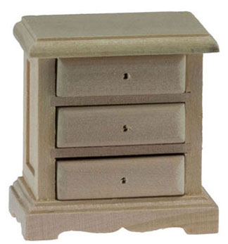 Dollhouse Miniature 3-Drawer Night Stand, Unfinished